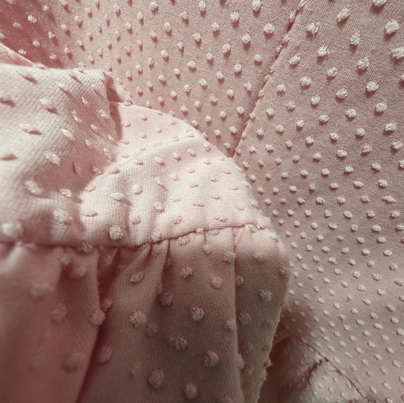 Lane Bryant Clip Dot Tiered Short Cap Sleeve Baby Doll Top in Pink Size 14/16 - Picture 6 of 6